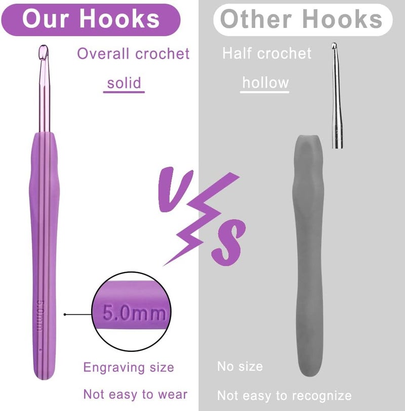 kgxulr 5 mm Crochet Hook, Aluminum Soft Grip Rubber Handle Needles Ergonomic Knitting Needles Crochet Needle for Beginners and Handmade DIY Knitting Crochet (5 mm) - Image 5